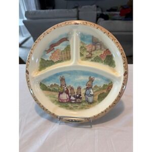 Pecoware Melamine Divided Plate Sweet Family Bunny Rabbit Kids Tray 01672 Cream